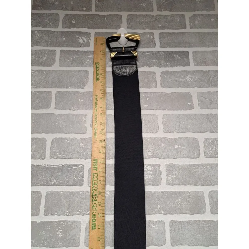 Express Black Leather WaistWide Belt‎ Gold Bucklet Vintage Y2K Size Medium